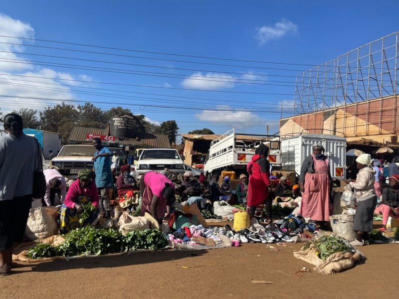 Vegetable traders at an open air market in Mumias, Kakamega County, Kenya.